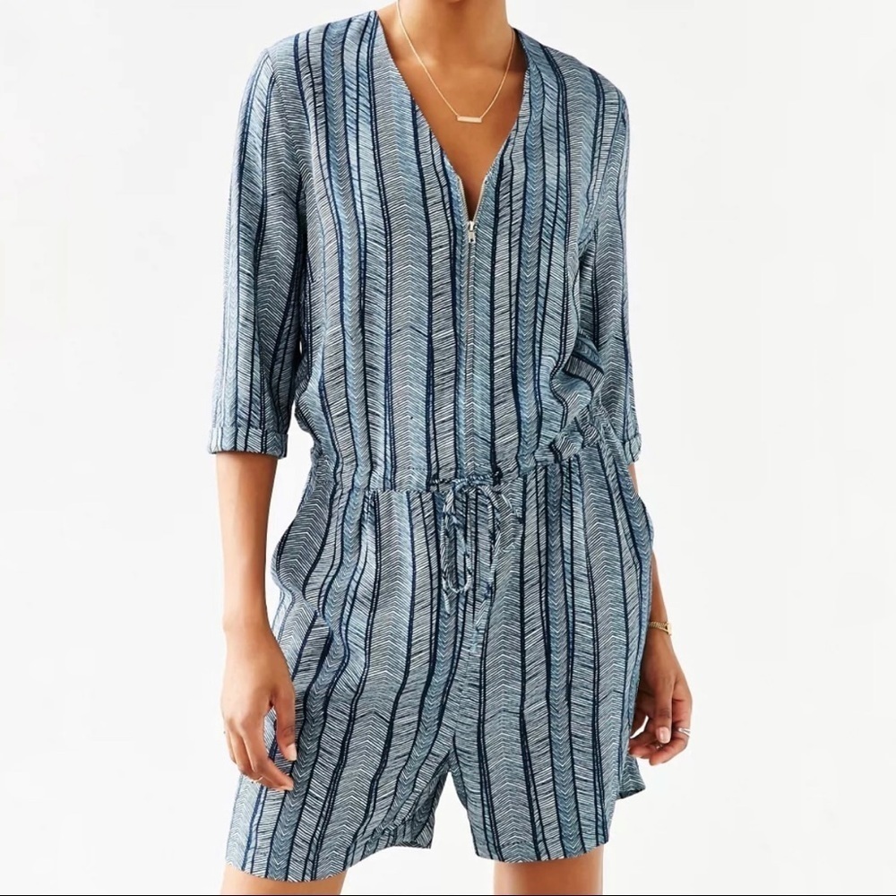 Just Female Anton Playsuit Front Zipper Drawstring Waist Romper Size XS